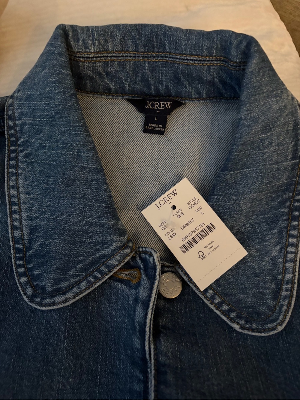 J Crew Peter Pan Collar Denim Jacket - Picture 2 of 3
